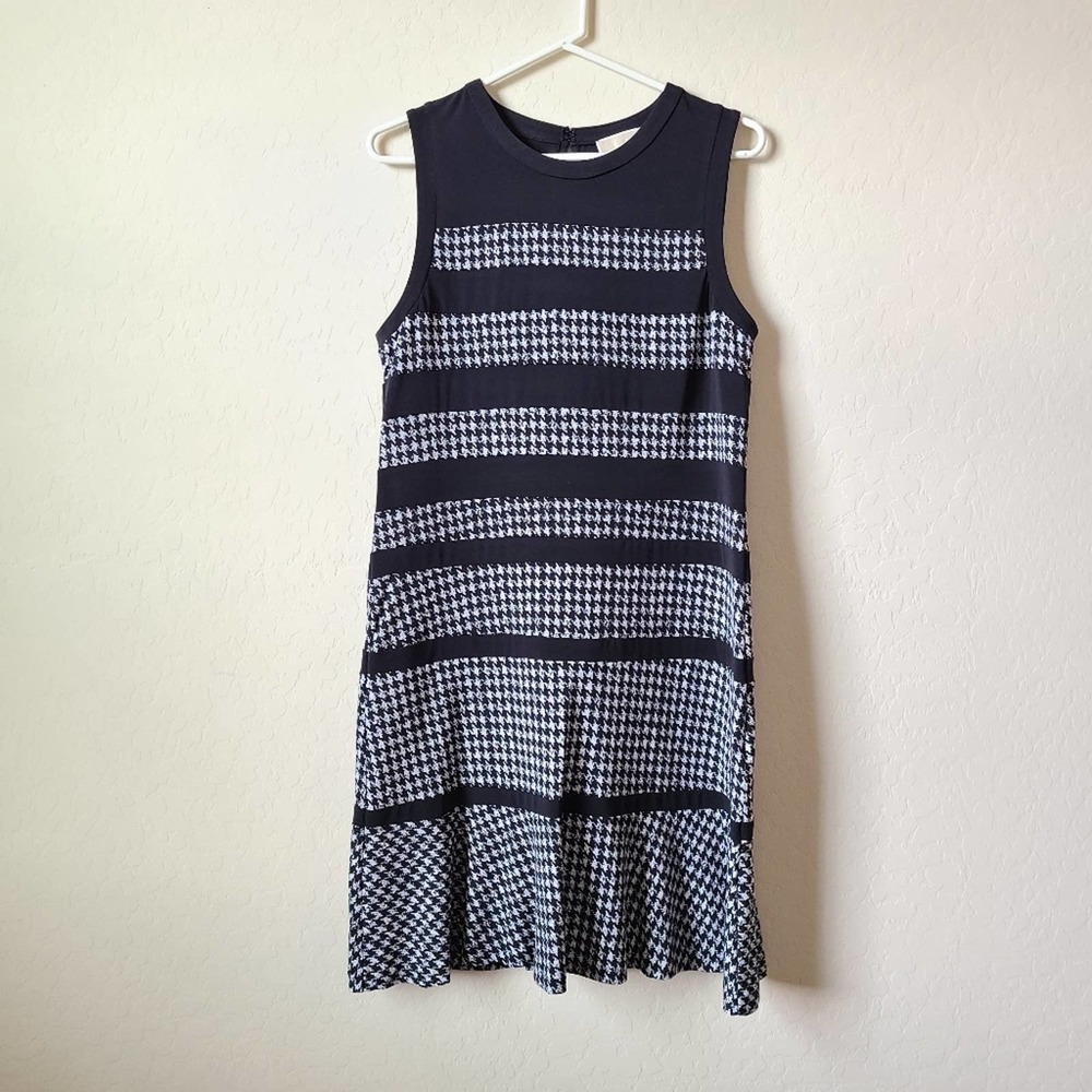 Michael Kors Houndstooth Ruffle Hem Tiered Dress M